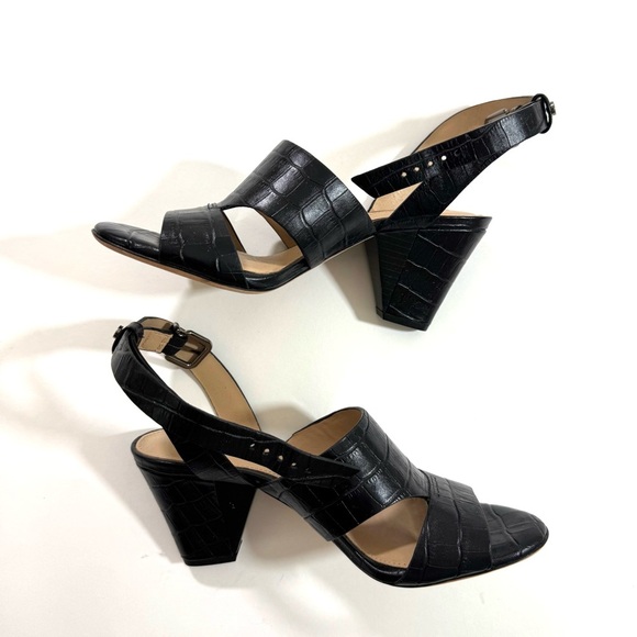 Antonio Melani Broodey Leather Embossed Heels Open Toe - Picture 5 of 7